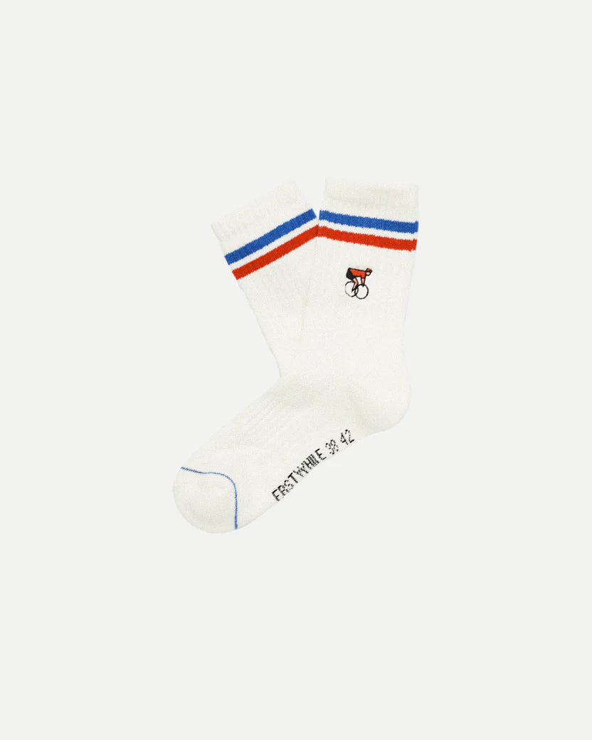 Witte sokken met rode en blauwe streep - Erstwhile