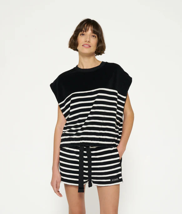 Terry shorts stripes black/ecru - 10 days