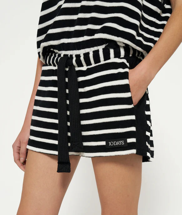 Terry shorts stripes black/ecru - 10 days