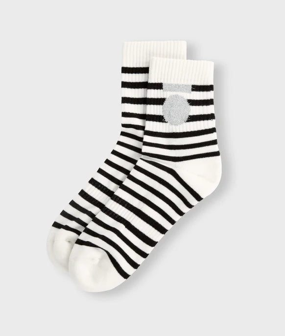 Short socks stripes ecru black - 10 days