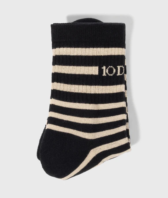 Short socks stripes black/light latte - 10 days