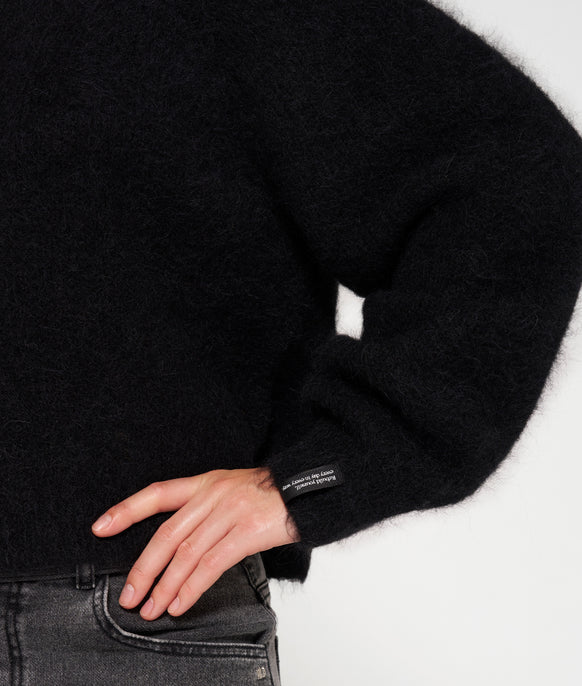 cropped v-neck sweater knit black  - 10 days