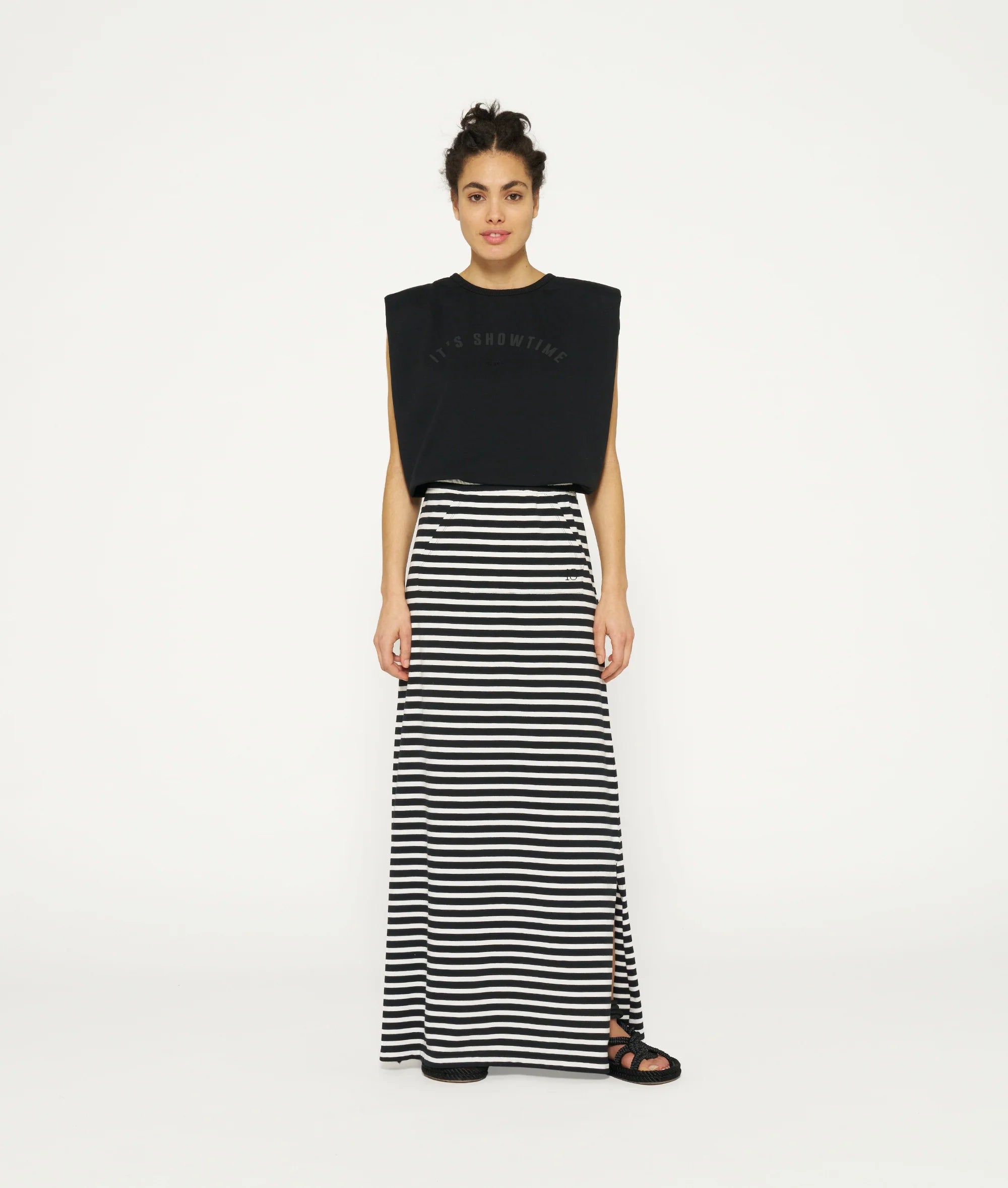 Long skirt stripes black/ecru - 10 days