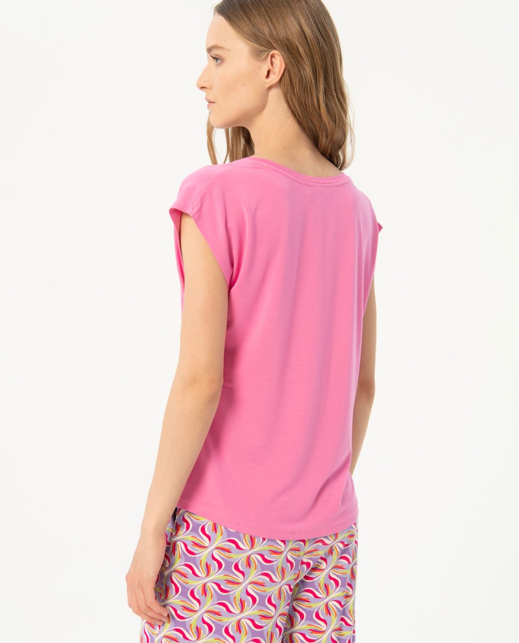 ESBU014 v-neck t-shirt pink - Surkana