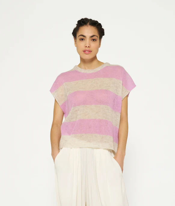 tee thin knit stripes violet - 10 days