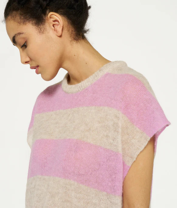 tee thin knit stripes violet - 10 days