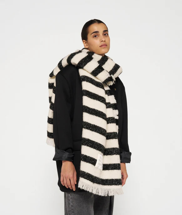 Scarf stripes ecru/black - 10 days