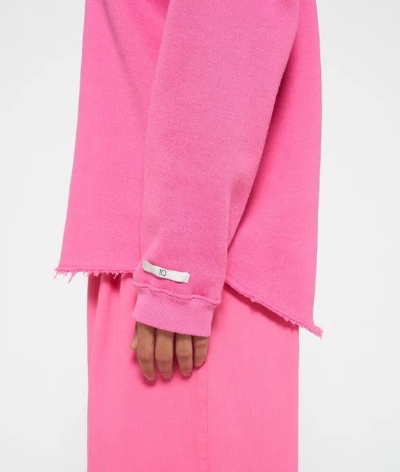 Raw edge statement sweater bright pink - 10 days