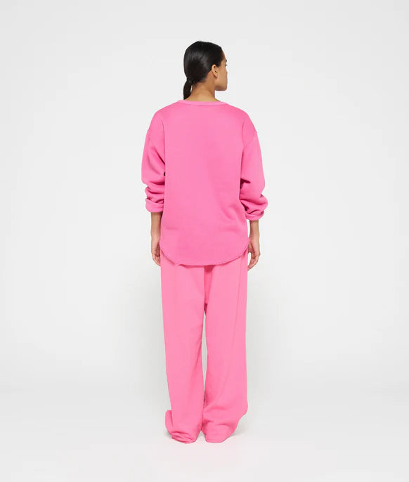 Raw edge statement sweater bright pink - 10 days