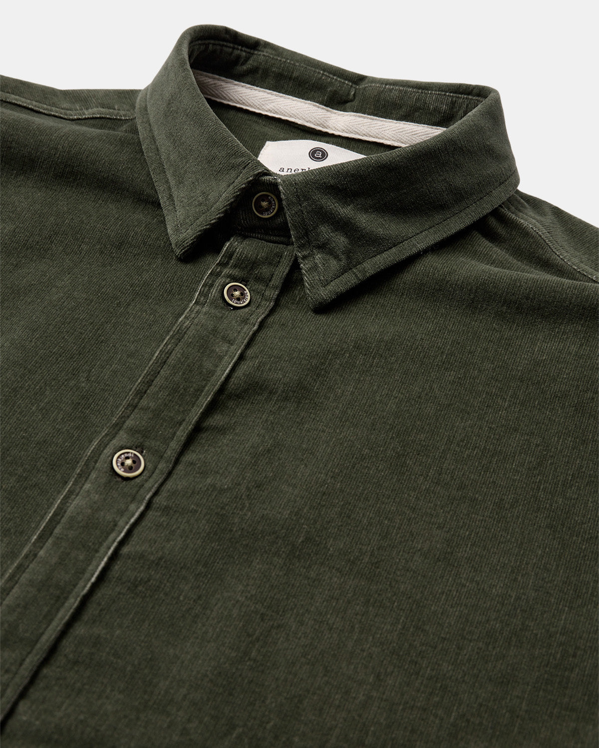 Leif solid cord shirt forest night - Anerkjendt