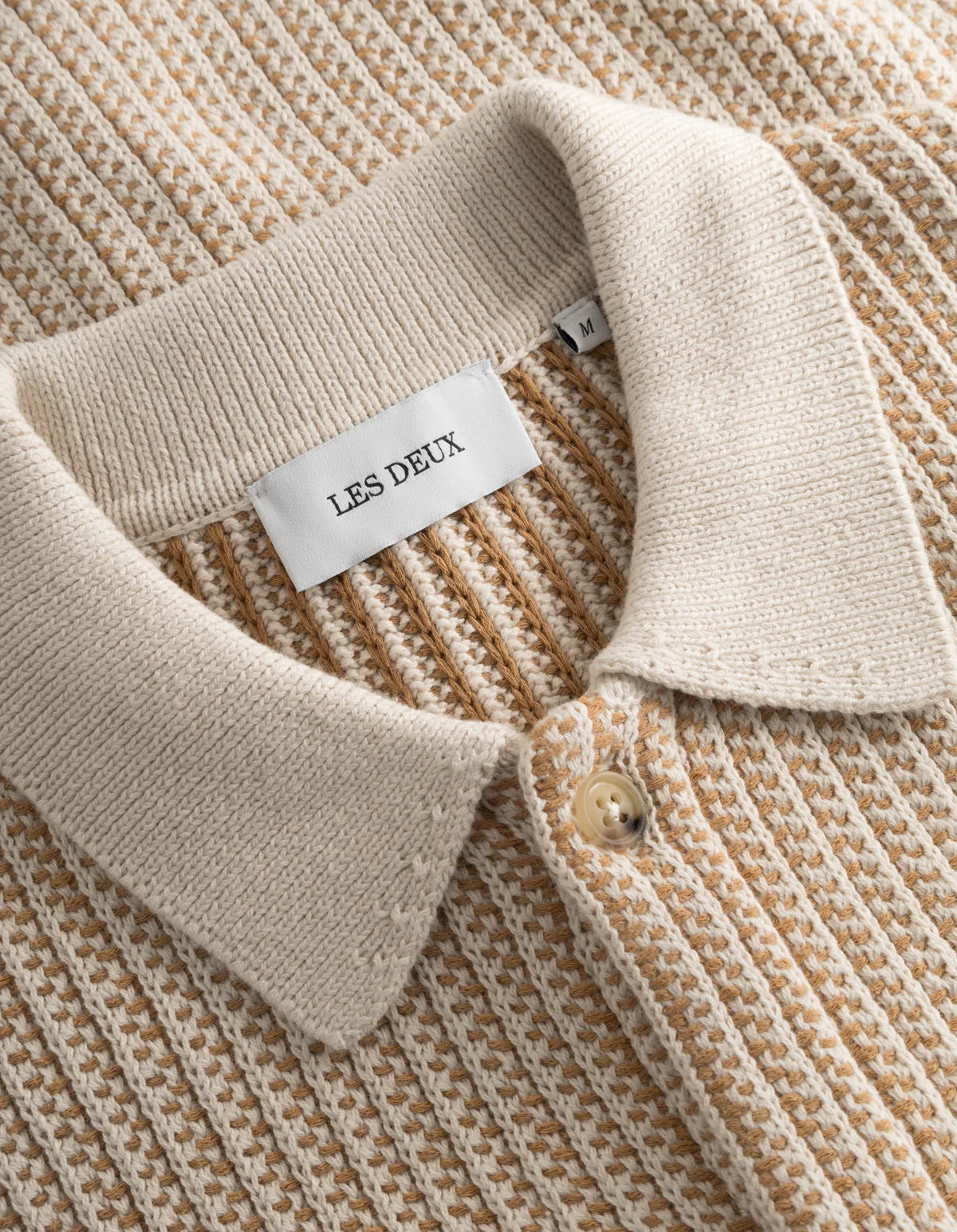 Easton knitted shirt camel/ivory - Les Deux Copenhagen