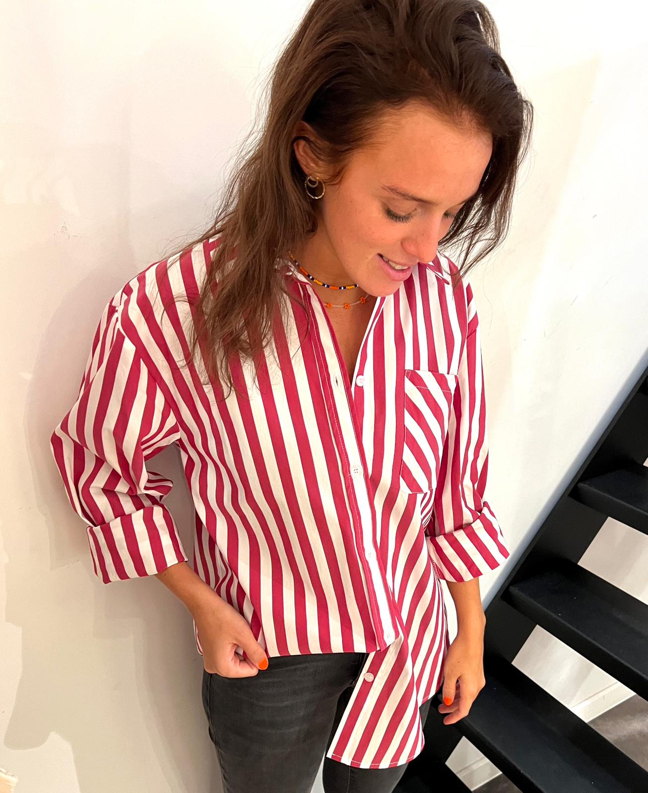 Regina hemd red/white stripe - Culture