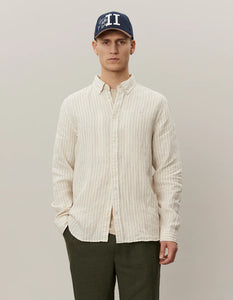 Kristian linnen hemd stripe light desert/light ivory - Les Deux Copenhagen