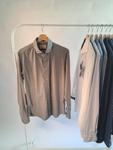 Treviso hemd grey melange - Fil Noir