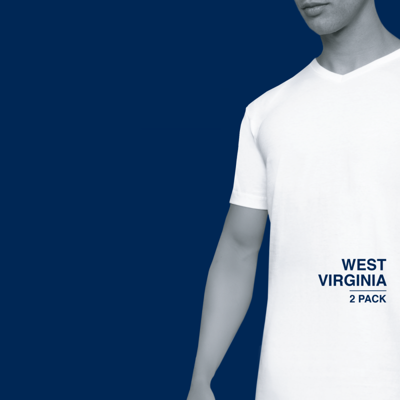 West Virginia t-shirt underwear V-neck white - Alan Red